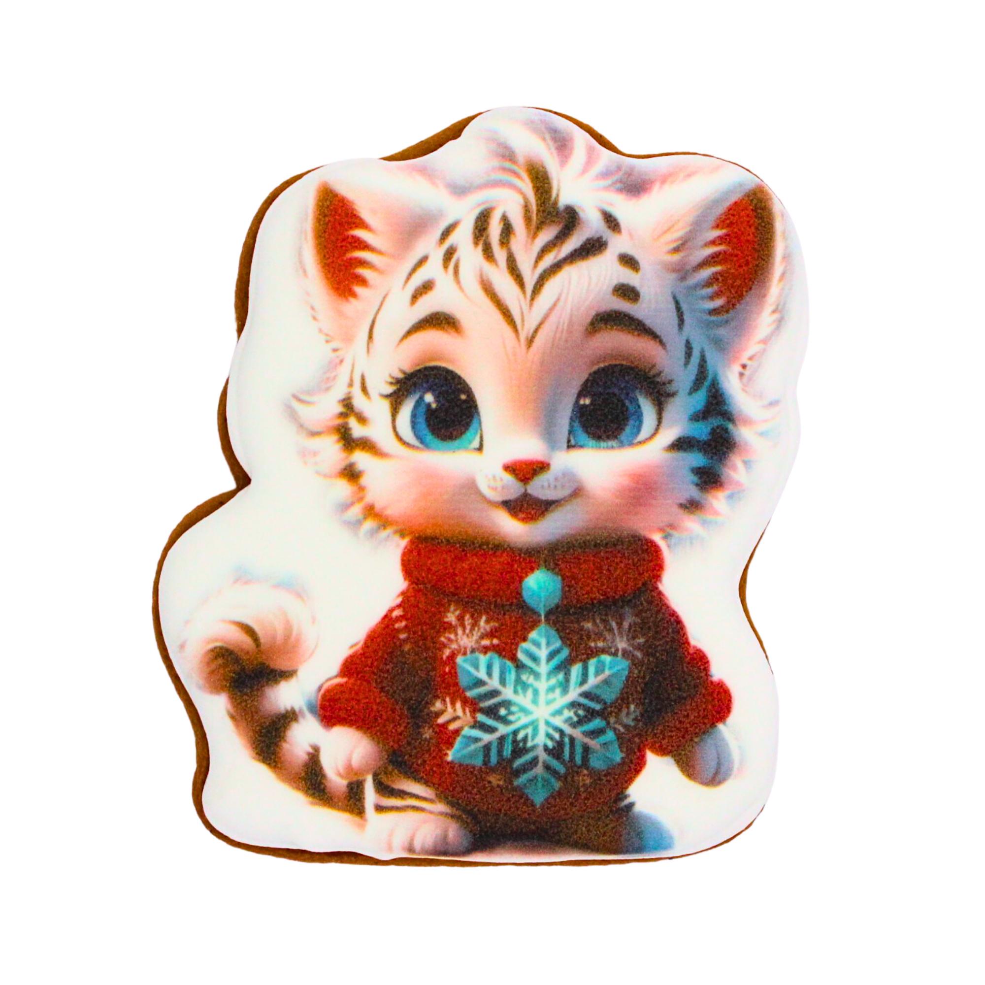 Пряник с принтом Крафт Печенье Новый год Снежный барс 45 г (nw045134)