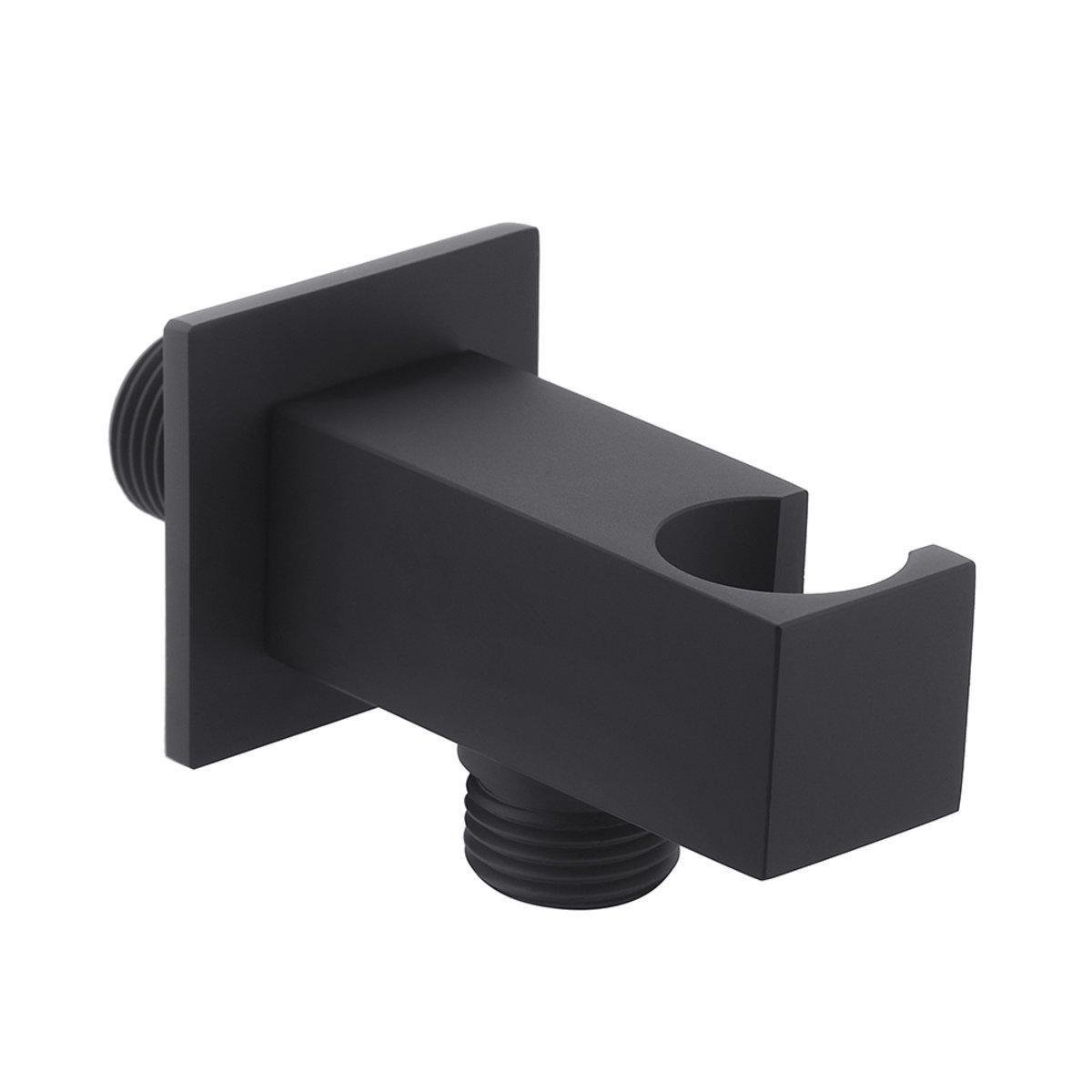 Подключение для шланга с держателем Perla 1/2" ЗЗ квадратный Черный (PSA2432B)