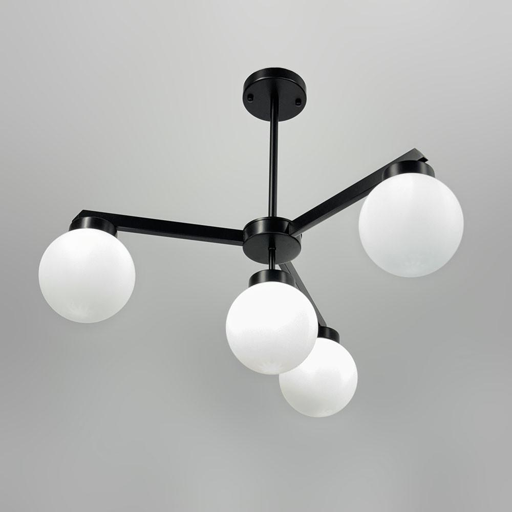 Люстра на 4 белых плафона Ø 60 см Черный (SGJ6/4 BK+WT) Люстра на 4 белых плафона Ø 60 см Черный (SGJ6/4 BK+WT)