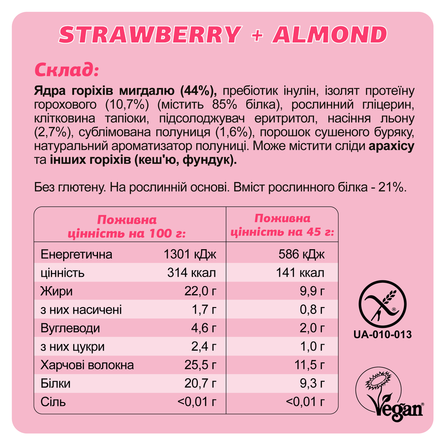 Батончик протеиновый низкоуглеводный Fizi Клубника/Миндаль 45 г (2512117582) - фото 2 Батончик протеиновый низкоуглеводный Fizi Клубника/Миндаль 45 г (2512117582) - фото 2