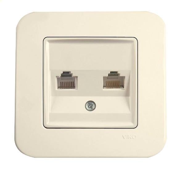 Розетка комп'ютерна подвійна Viko Rolllina Кремовий (00000012914)