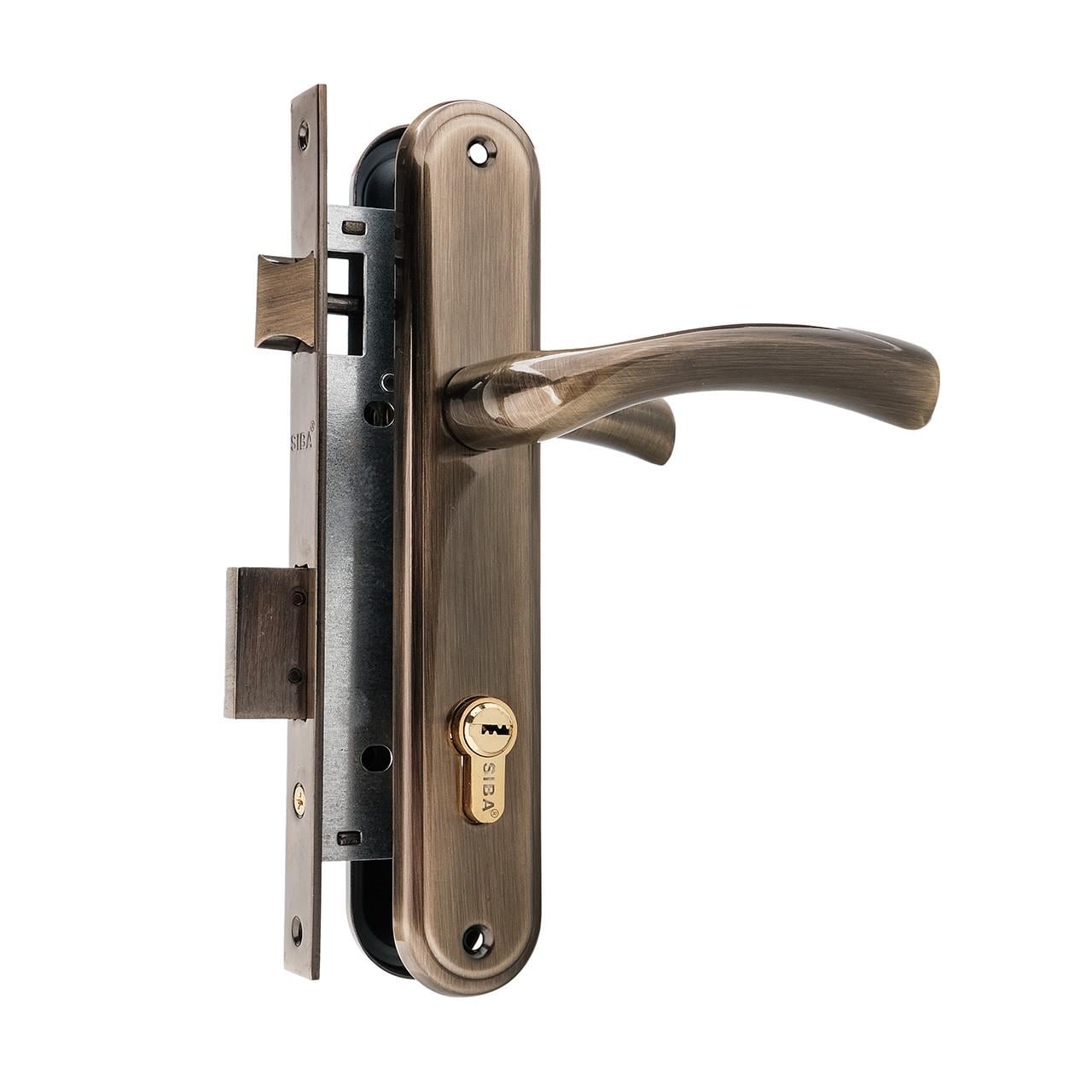 Комплект врізного замка з ручками SIBA Saros 85 мм, антична бронза (A34 3 80 80 85 мм SET)