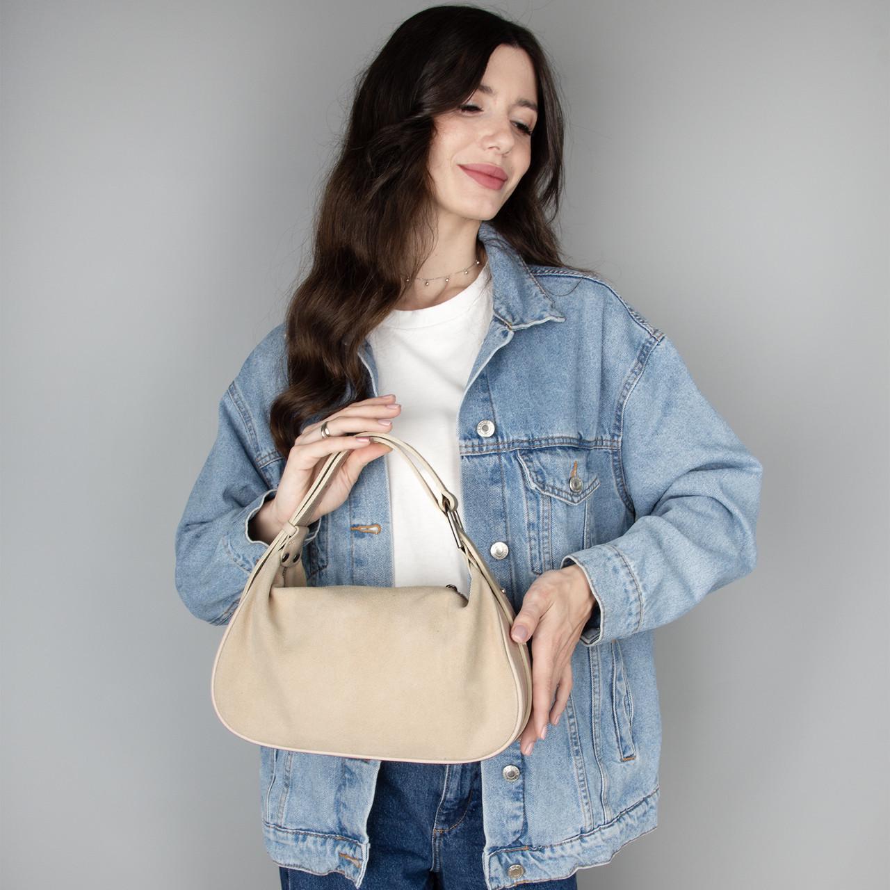 Сумка женская замшевая Virginia Conti 03800 маленькая Бежевый (2660931651) - фото 2