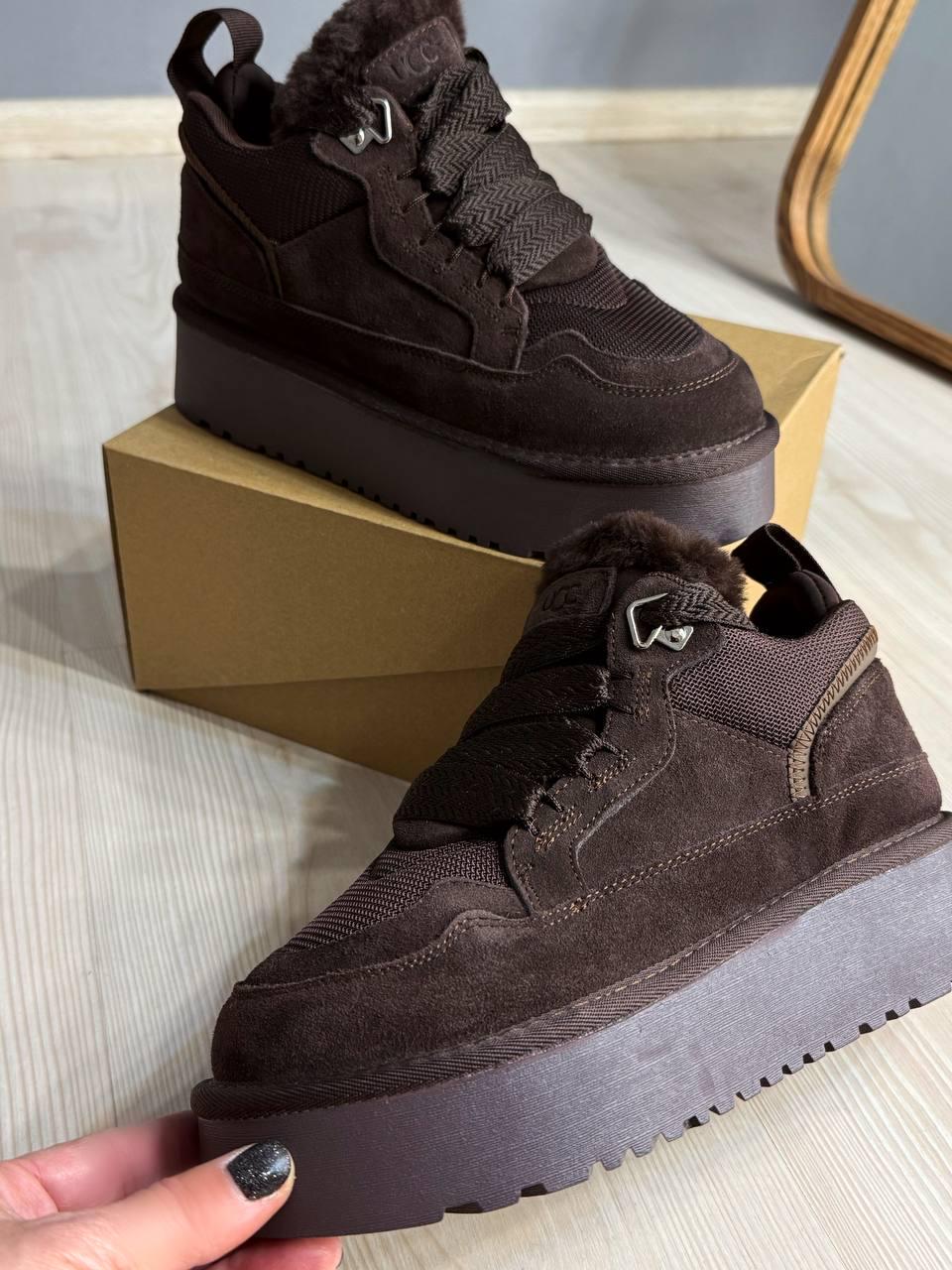 Черевики жіночі Hengji 275-4 уггі замшеві на платформі з хутром р. 36 Коричневий (5832) - фото 7