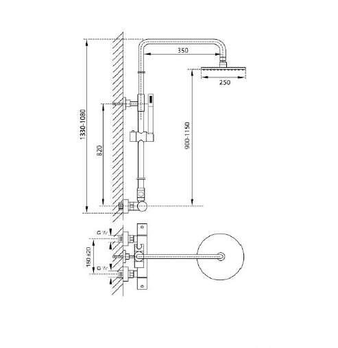 Душова система Steinberg 111 111 2721 S з термостатом/верхнім та ручним душем Чорний матовий (1606972577) - фото 4 Душова система Steinberg 111 111 2721 S з термостатом/верхнім та ручним душем Чорний матовий (1606972577) - фото 4