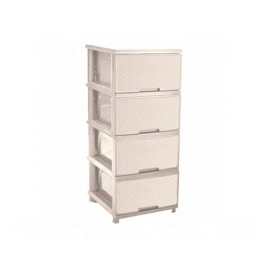 Комод для хранения Премиум на 4 секции с ящиками и ручками пластиковый Кремовый (147-46-10035) Комод для хранения Премиум на 4 секции с ящиками и ручками пластиковый Кремовый (147-46-10035)