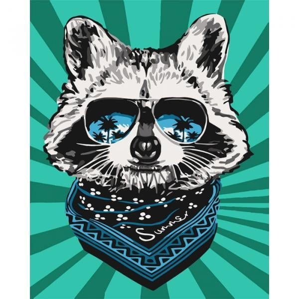 Набор для росписи по номерам Идейка Стиляга-енот 40х50 см (КНО4148-mt)