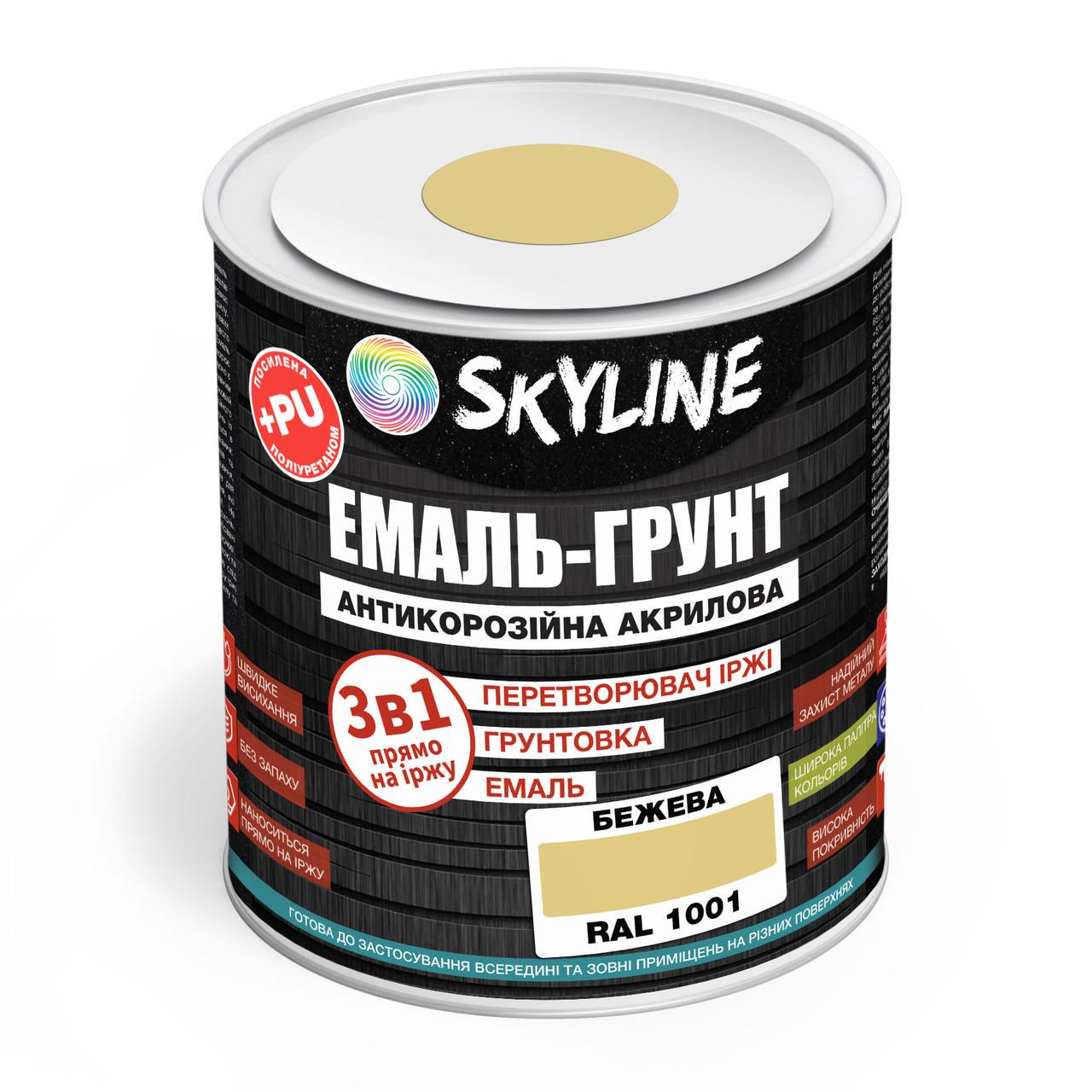 Эмаль-грунт акрил-полиуретановая Skyline шелковисто-матовая 0,9 кг RAL 1001 Бежевый (2180786381)