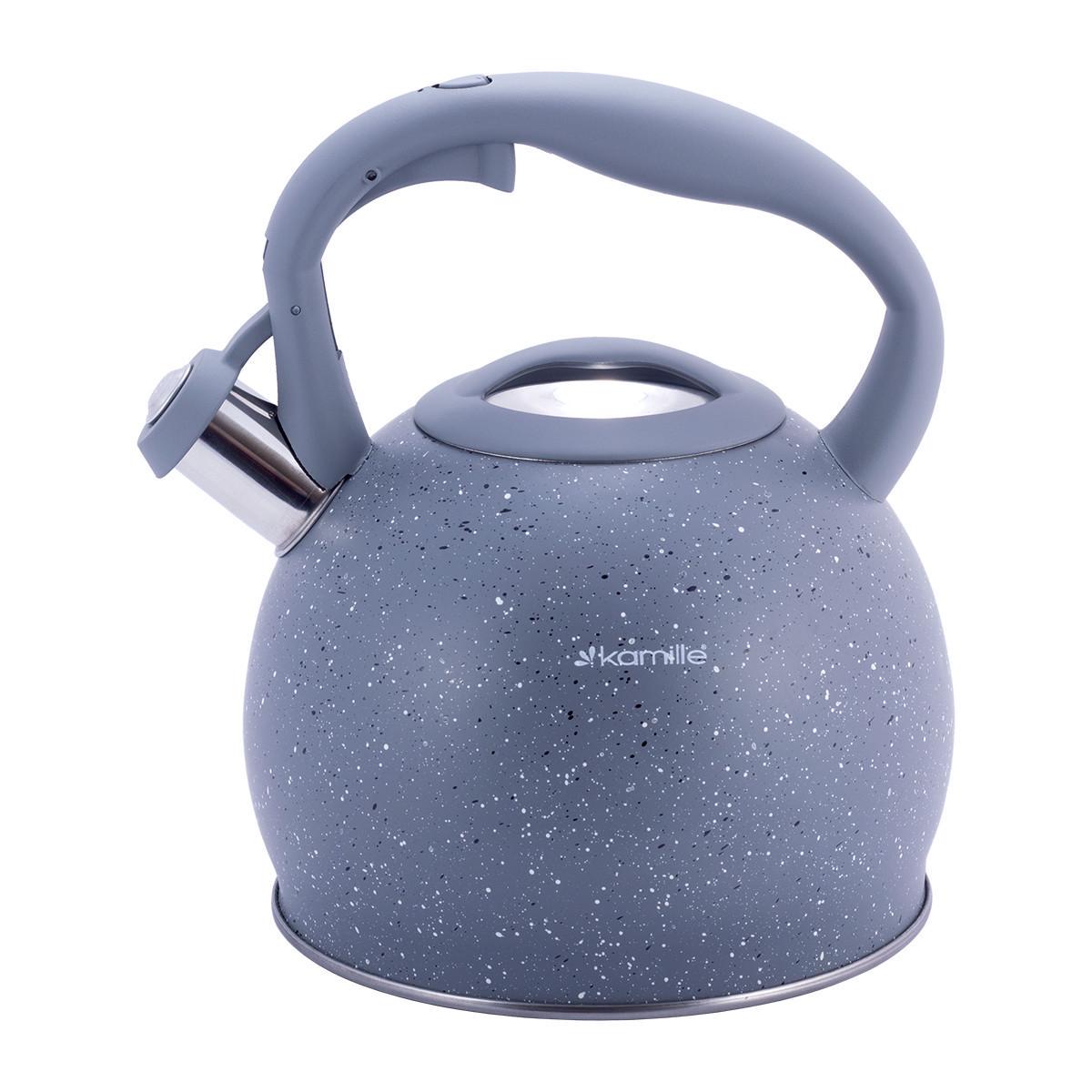 Чайник Kamille KM-1074 з нержавіючої сталі зі свистком і ручкою soft-touch 3 л Сірий (1714623728) - фото 7 Чайник Kamille KM-1074 з нержавіючої сталі зі свистком і ручкою soft-touch 3 л Сірий (1714623728) - фото 7