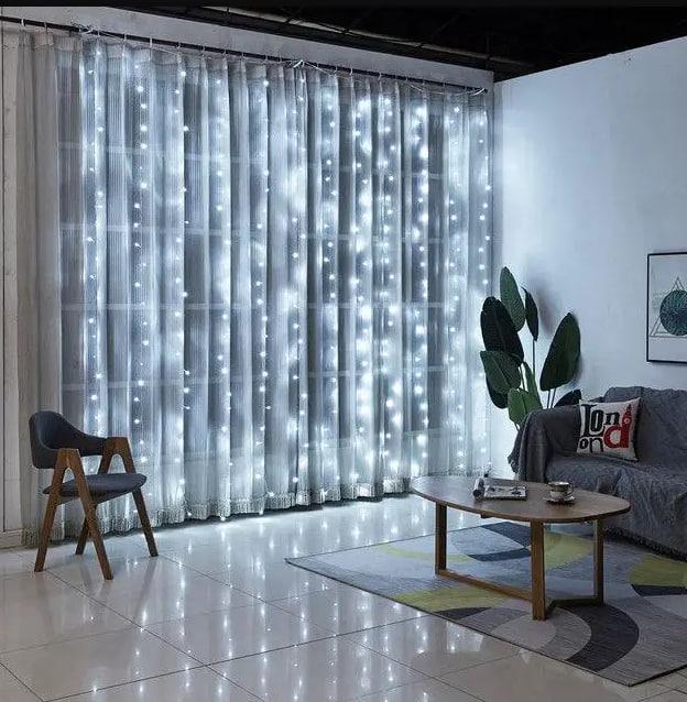 Гірлянда штора LED Крапля роси з крючками USB з пультом 3х3 м Білий (2415682930) - фото 1