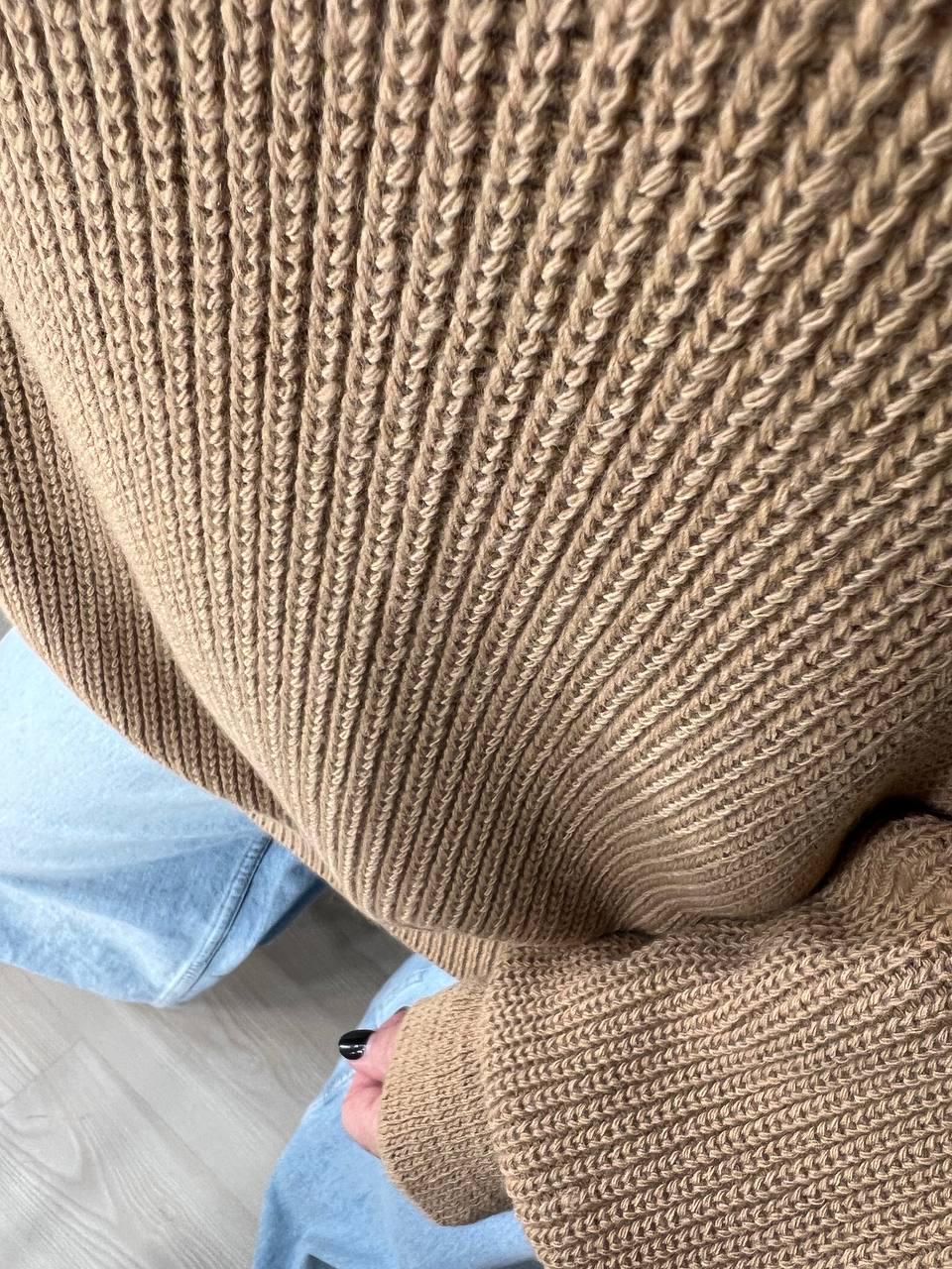 Свитер женский MIX RAY 6607 широкий удлиненный OS Карамельный (1036) - фото 2