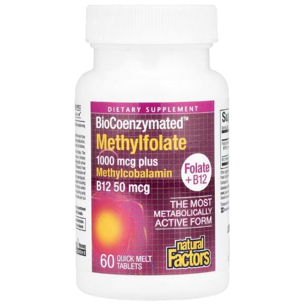 Кислота фолиевая Natural Factors BioCoenzymated Methylfolate 1000 г кг 60 табл. (000026291)
