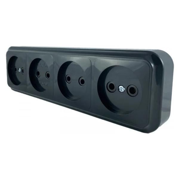 Розетка чотиримісна MARSHEL RO16-252 Black