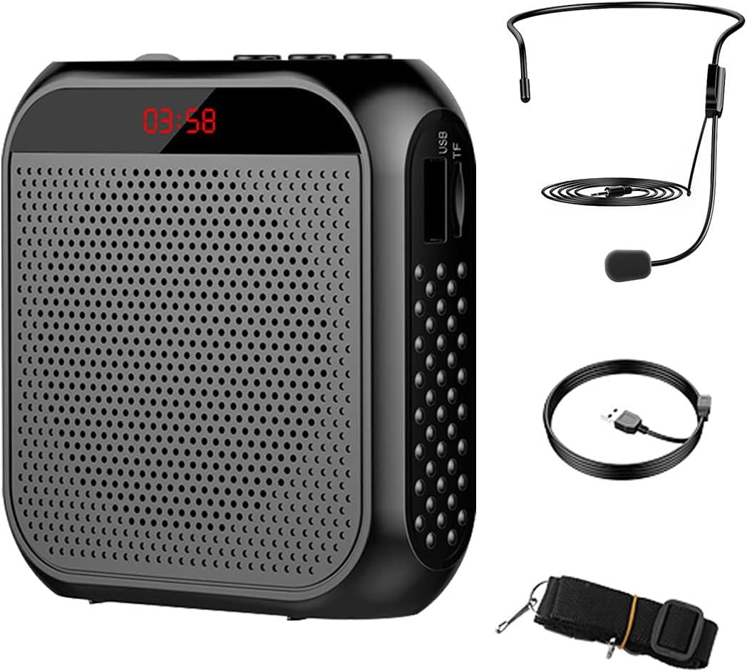 Усилитель голоса с гарнитурой и USB- зарядкой для учителей и экскурсоводов Black (25624534)