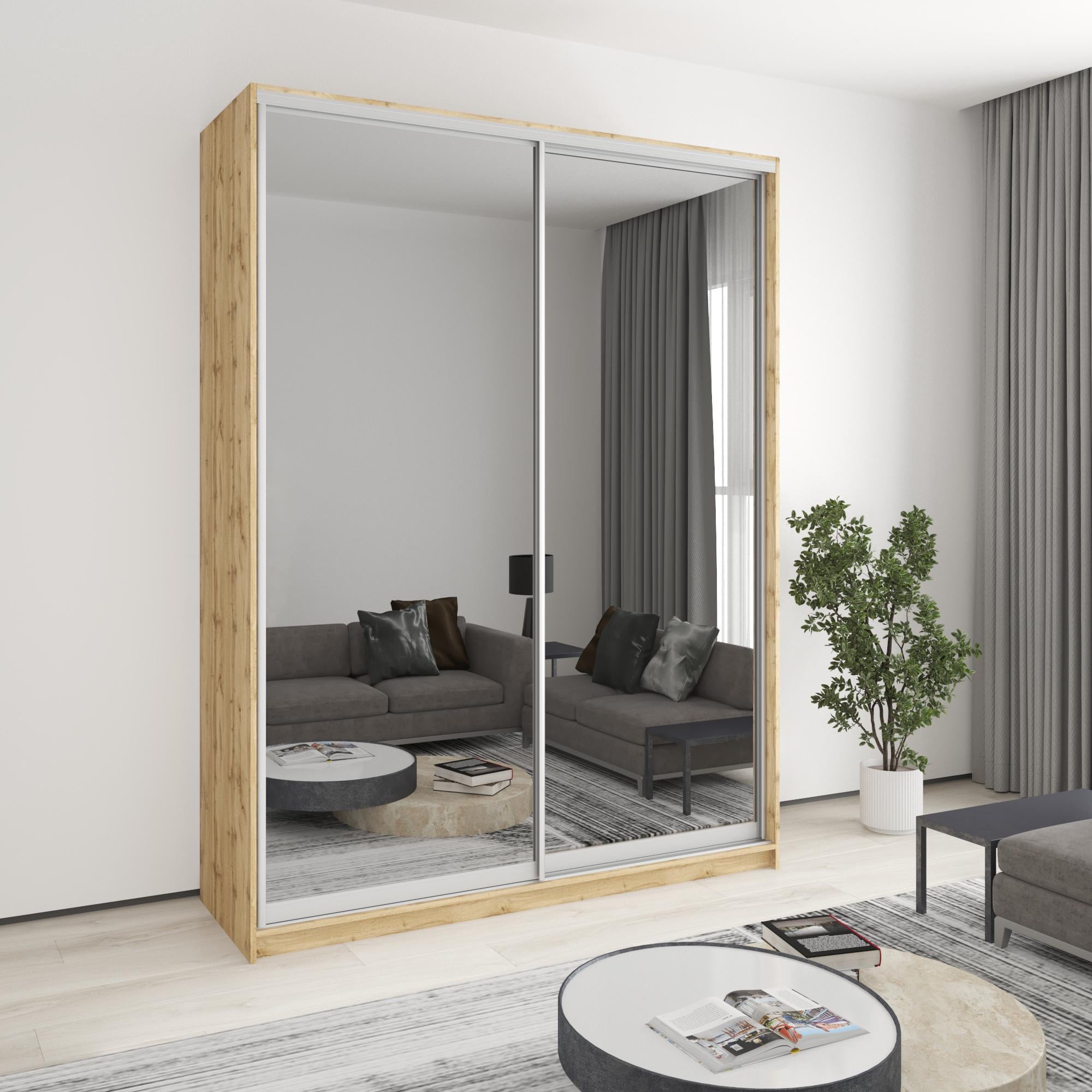 Шкаф-купе двухдверный MebelStar Уни AL 2 зеркала 180x60x240 см Дуб тахо (MBS-4039)