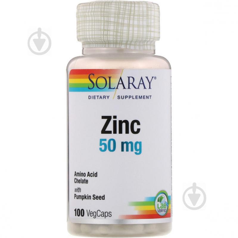 Цинк, 50 мг, Solaray, 100 капсул