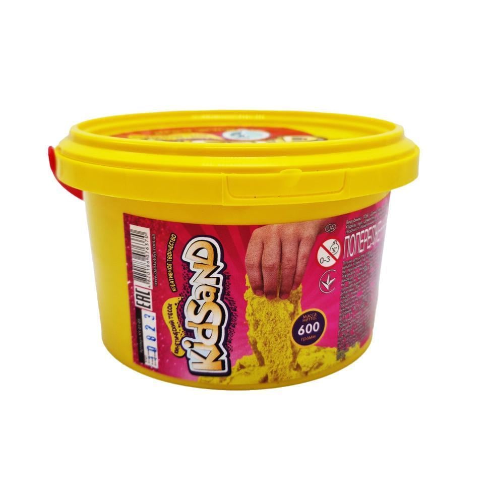 Креативна творчість кінетичний пісок Danko Toys KidSand KS-01-05 600 г Жовтий (RLT33151s43841)