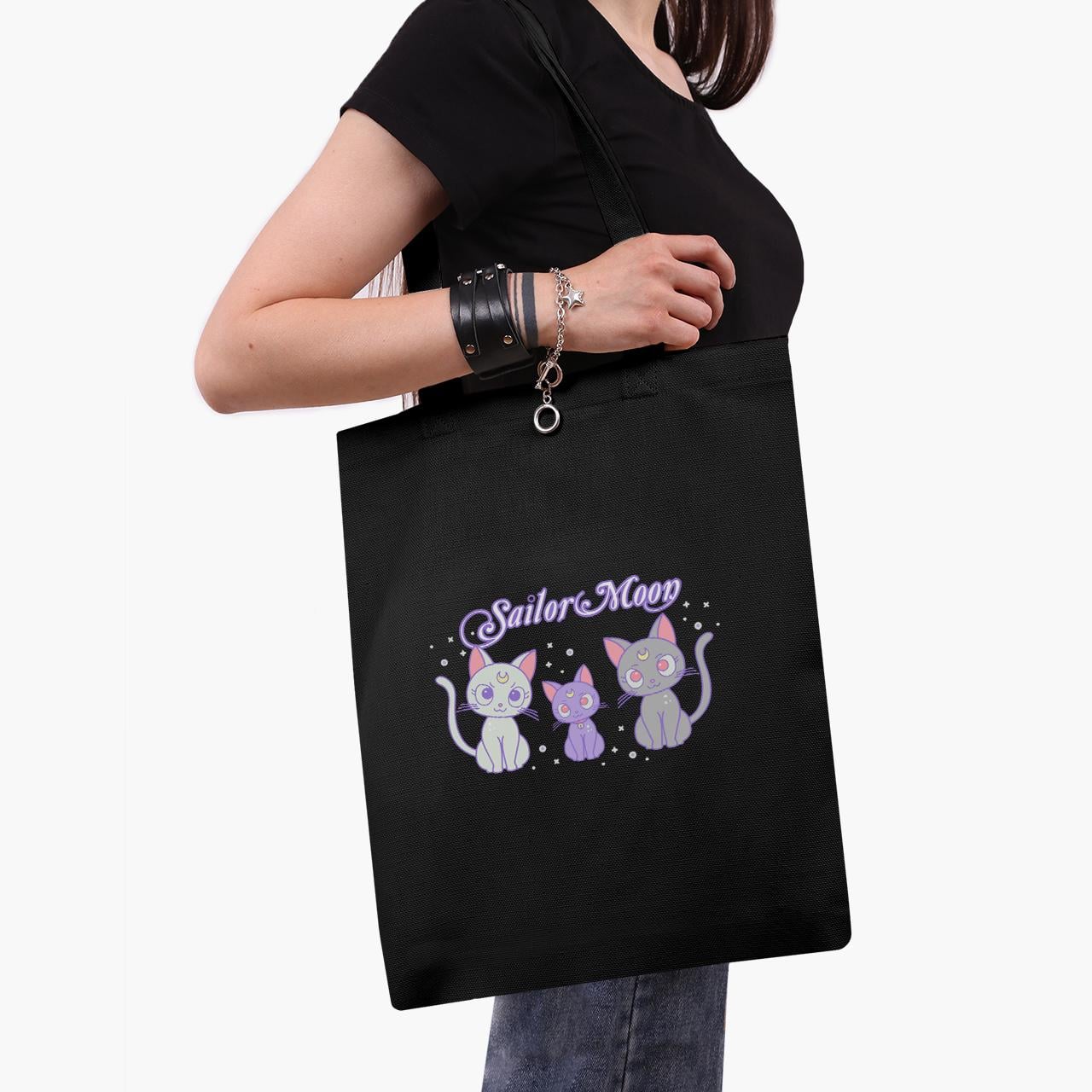 Эко сумка шоппер anime Sailor Moon Cats 41x35 см Черный (9227-2920-BKZ)