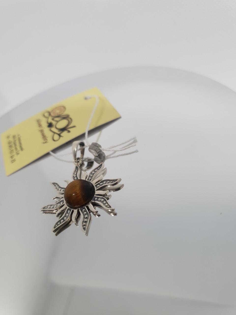 Підвіска Срібний Сонце з камінням Чорніння тигрове око 925 проба (30078201) - фото 4 Підвіска Срібний Сонце з камінням Чорніння тигрове око 925 проба (30078201) - фото 4