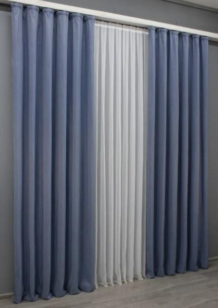 Штори з жаккарда 1,5х2,7 м 2 шт. Блакитний (1434ш) - фото 5