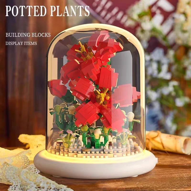 Конструктор-ночник Цветок в колбе с подсветкой Мак 640 дет. - фото 2 Конструктор-ночник Цветок в колбе с подсветкой Мак 640 дет. - фото 2