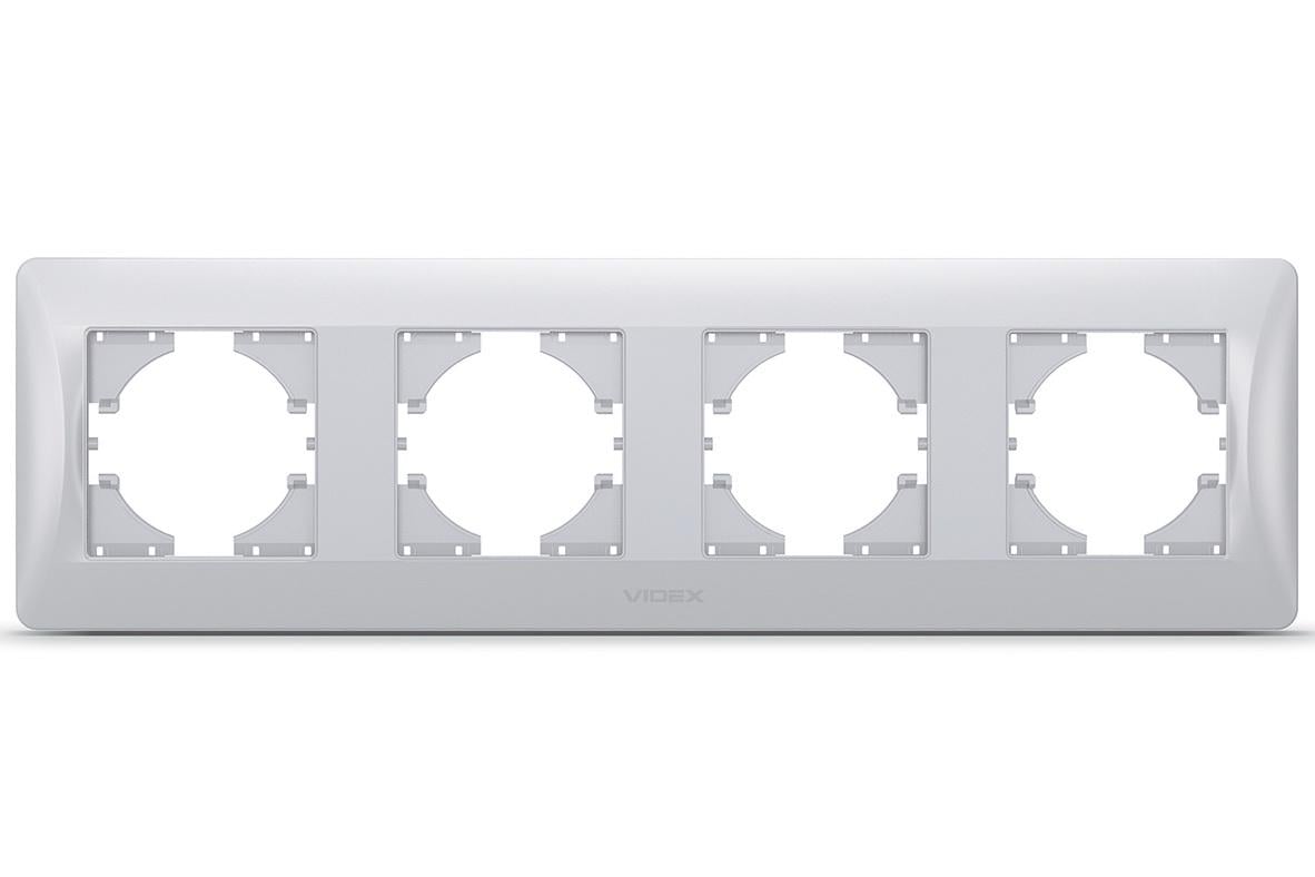Горизонтальная пластиковая рамка на 4 поста Videx Binera VF-BNFR4H-SS Серебристый