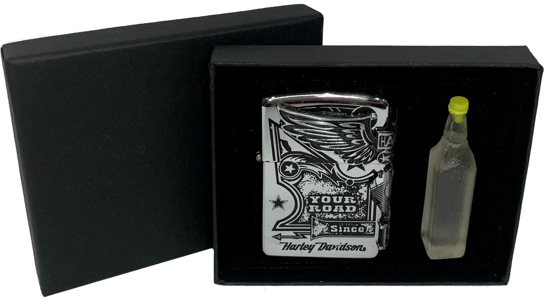 Зажигалка Harley Davidson бензиновая в подарочной коробке и баллончик бензина тип 2