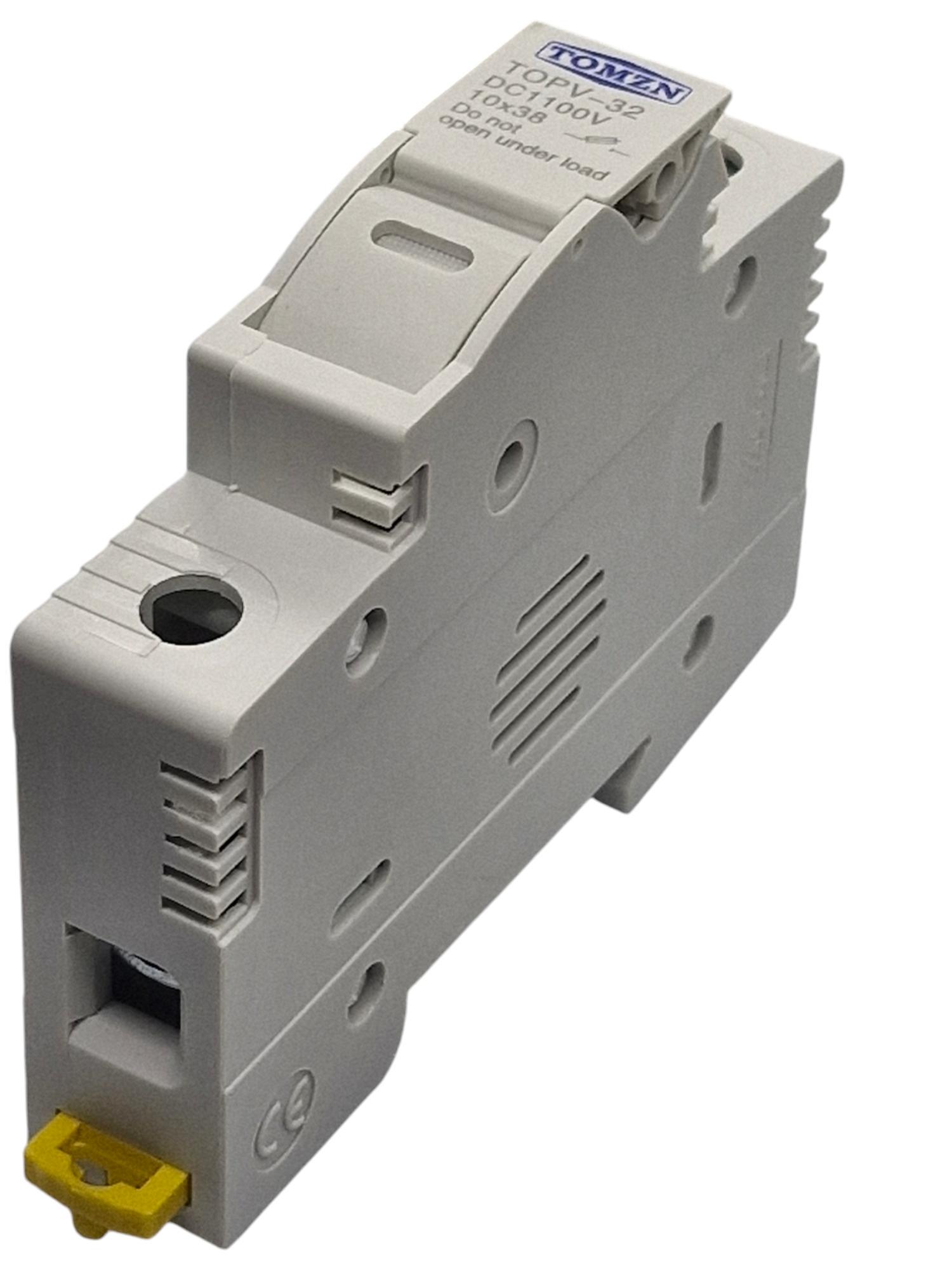 Тримач запобіжника TOMZN +1 32 А DC до 1000V однополюсний 1Р для сонячних панелей PV gPV TOPV-32 на DIN рейку 10x38 мм (98042728)