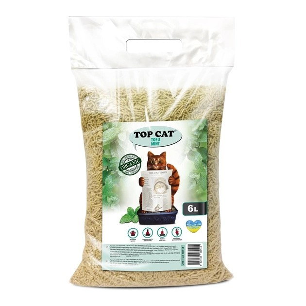 Наповнювач для котячого туалету Top Cat Tofu соєвий з ароматом М'ята 6 л 2,5 кг