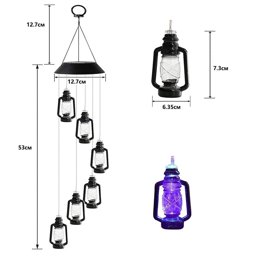 Лампа на солнечной батарее уличная Музыка ветра Фонари 6 LED подвесная Разноцветный (МХ-00009022) - фото 4 Лампа на солнечной батарее уличная Музыка ветра Фонари 6 LED подвесная Разноцветный (МХ-00009022) - фото 4