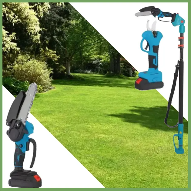 Набір акумуляторного інструменту 3в1 секатор 36 В/мініпил 6"/телескопічна штанга 155 см 2 АКБ 4 А/год - фото 4