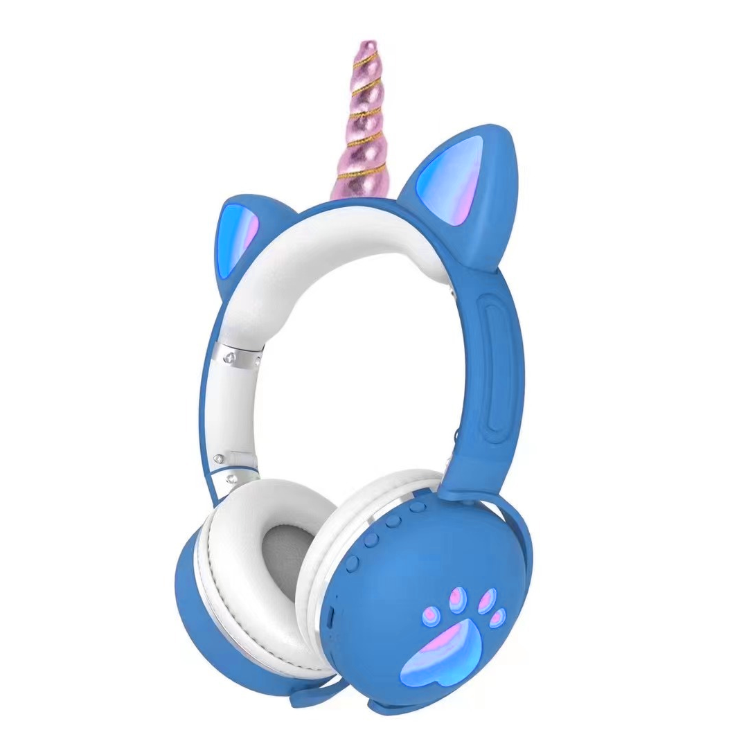 Наушники беспроводные Unicorn ME2 с подсветкой и MicroSD до 32 Гб Blue (36ca6587)