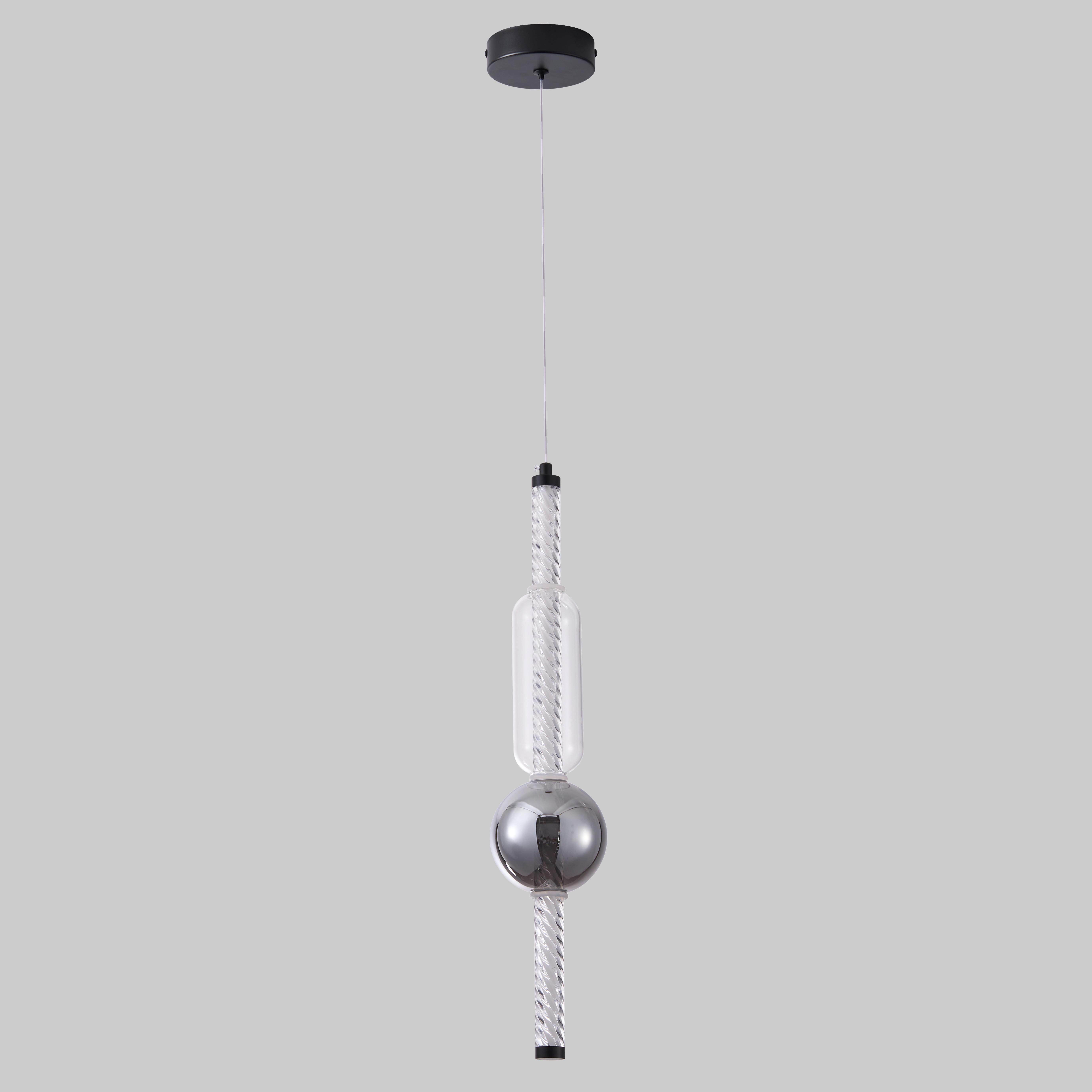 Светильник подвесной стеклянный 7W Черный (88-P39317 BK+CL+AM)