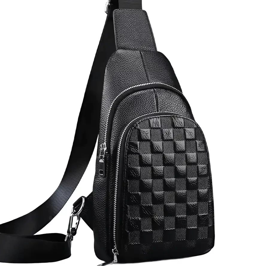Мужская сумка-рюкзак на одно плечо из натуральной кожи Tiding Bag 18х31х6 см Черный (3043017304)
