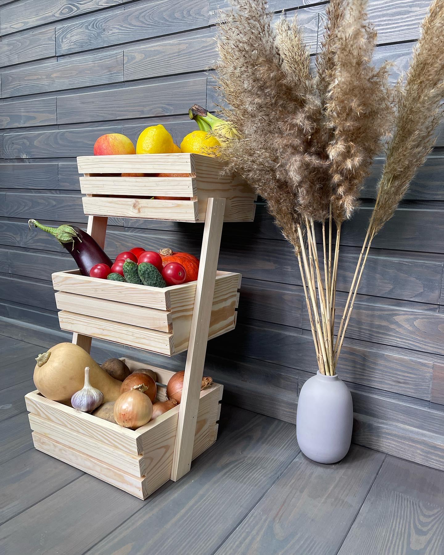 Ящик-фруктовниця дерев'яна 3 яруси еко (145) - фото 4 Ящик-фруктовниця дерев'яна 3 яруси еко (145) - фото 4