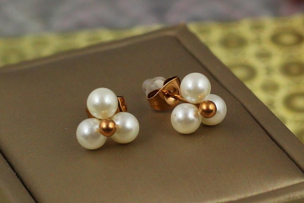 Сережки гвіздки Xuping Jewelry Трійця перлів 9 мм Золотистий (1946666880)