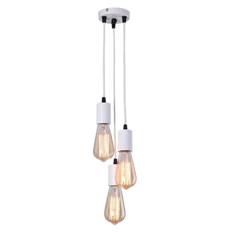 Підвісний світильник в стилі лофт з 3 патронами Білий Підвісний світильник в стилі лофт з 3 патронами Білий
