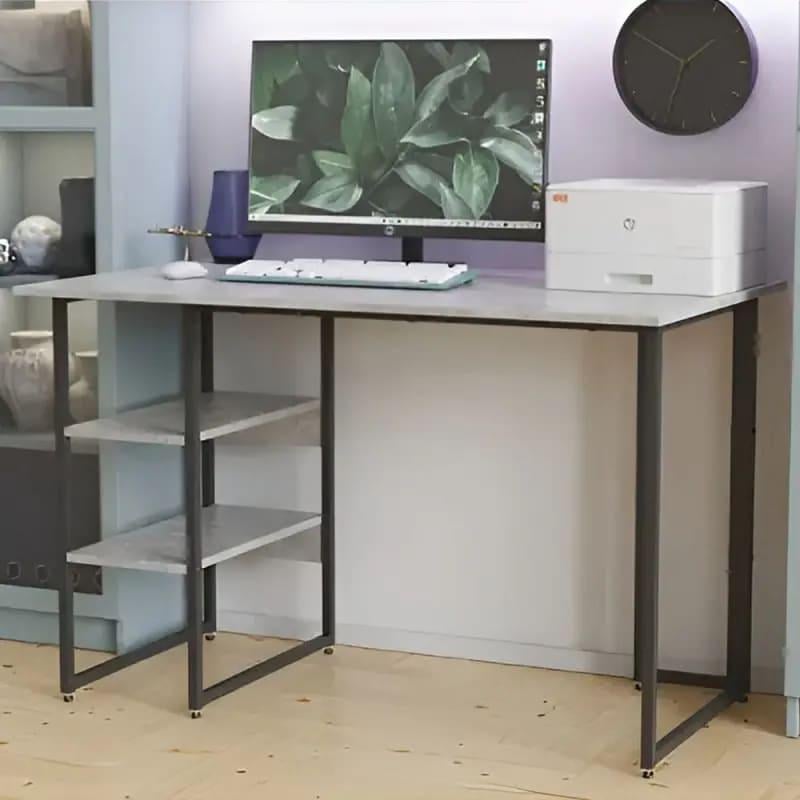 Письмовий стіл Ferrum-decor Кевін метал/ДСП 32 мм 75x140x60 см Чорний/Бетон (FRD-106558)