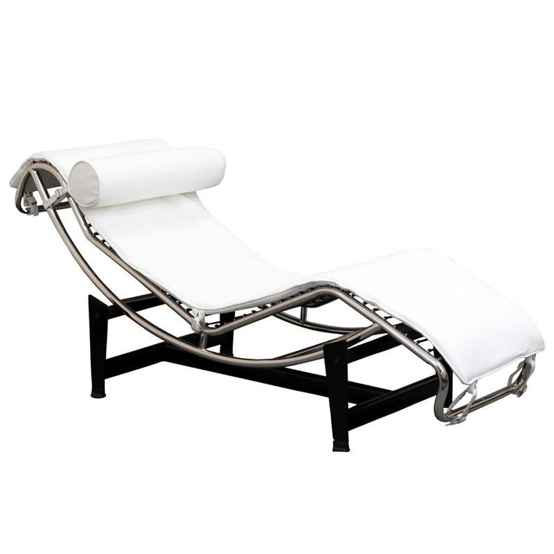 Шезлонг Лекор шкірозамінник нержавіюча сталь Білий (30562571)