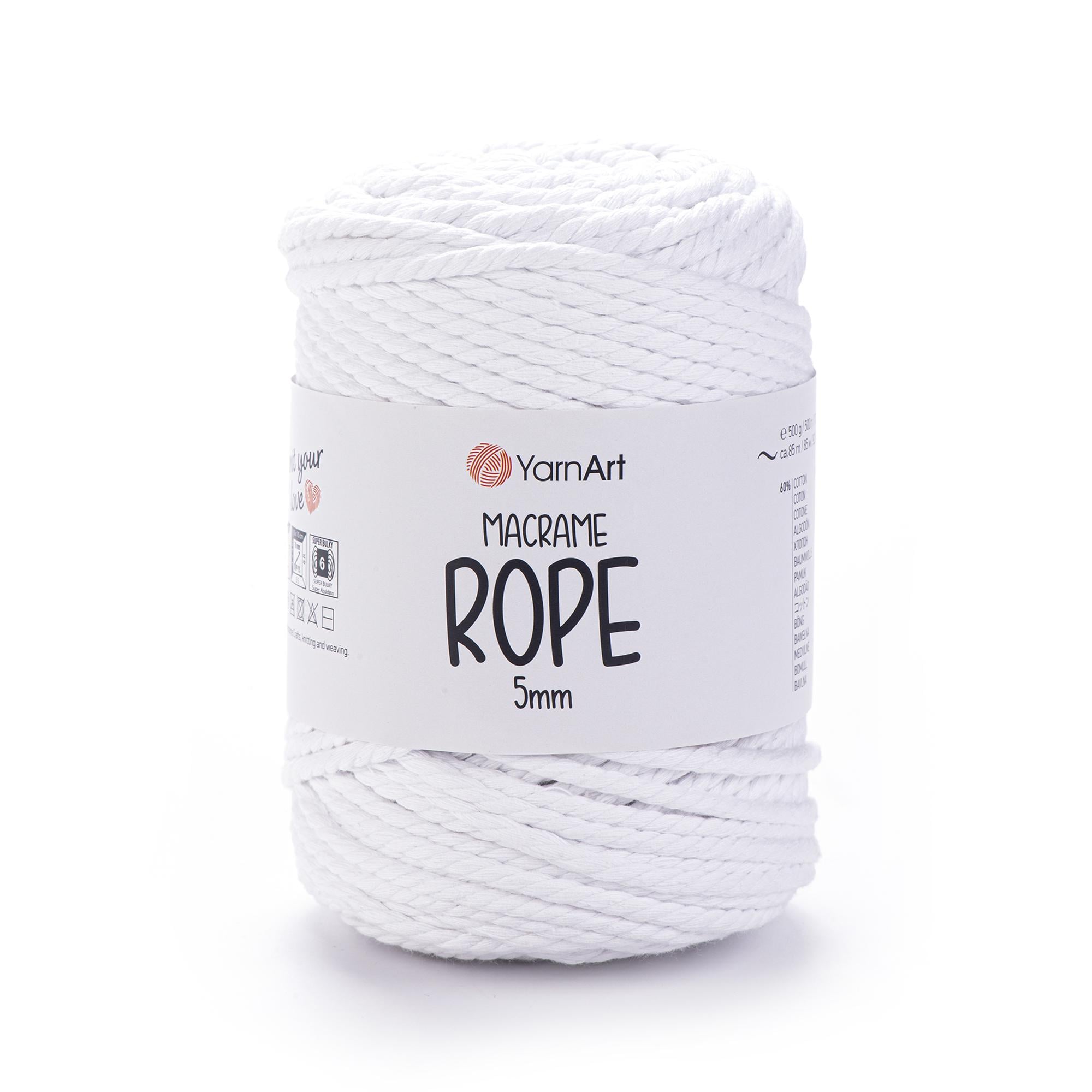 Шнур витый Macrame Rope 5 мм 500 г Белый №751 (1815910829)