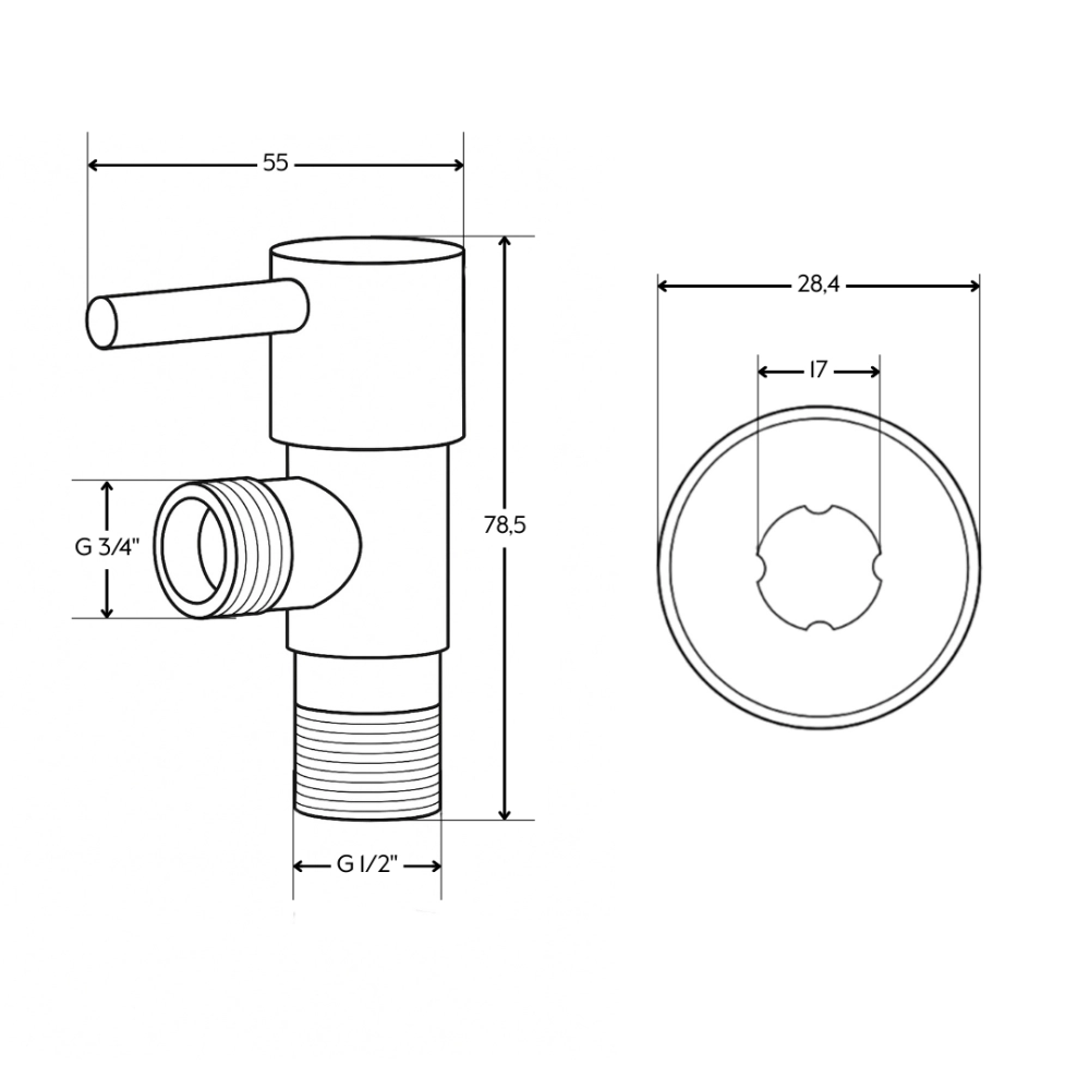 Кран кутовий Thermo Alliance Standart 1/2"Зх3/4"З керамічна букса ручка-паличка для приладів Хром (SD00053530) - фото 7