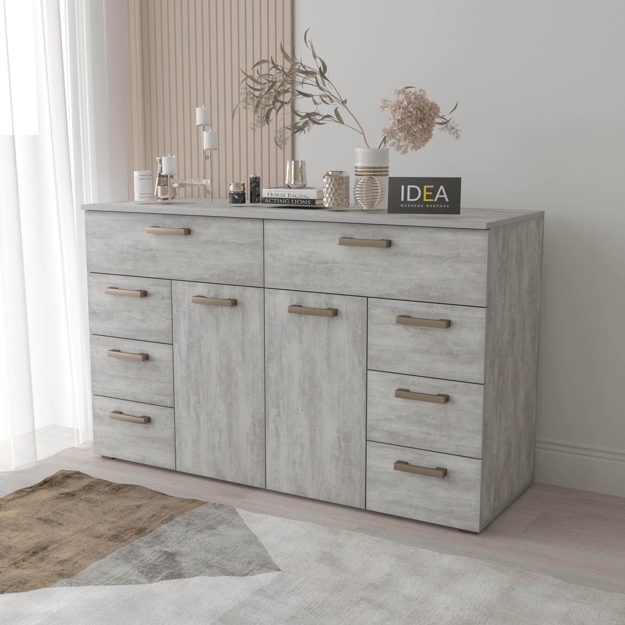 Комод Idea ТКБ-381.1 на 8 шухляд з дверима Бетон урбан (26718306)