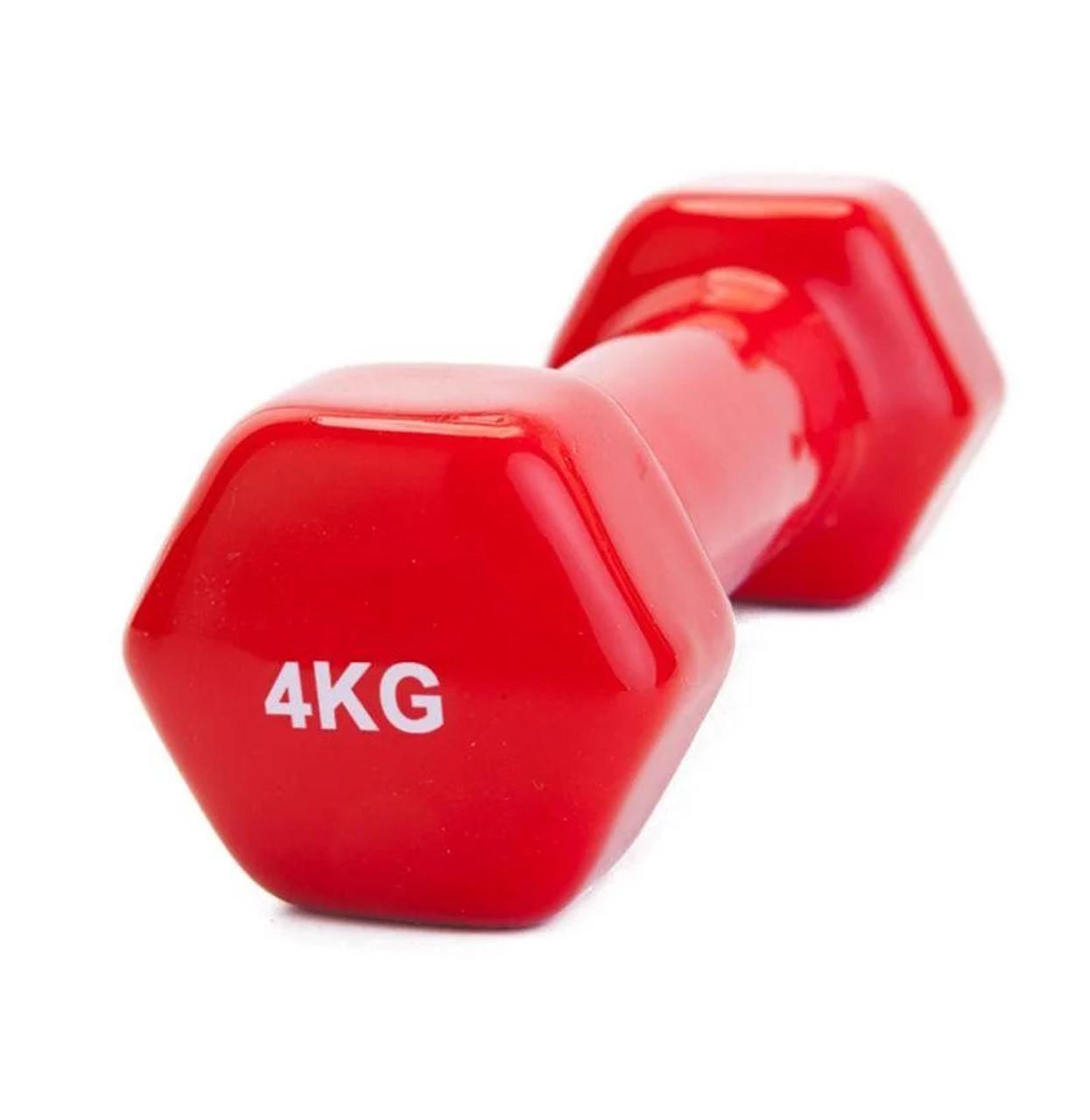 Гантель с виниловым покрытием Feel Fit 1 шт. 4 кг Красный