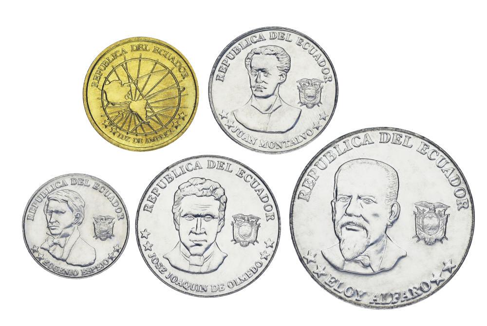 Коллекционные монеты Эквадор 5 шт. 2000 AU–UNC 1/5/10/10/25/50 сентаво (М21864)