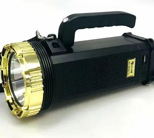 Фонарь ручной аккумуляторный GOLON RX-S66BTS 5v с FM-радио и солнечной панелью пластиковый Черный (opt-13304)