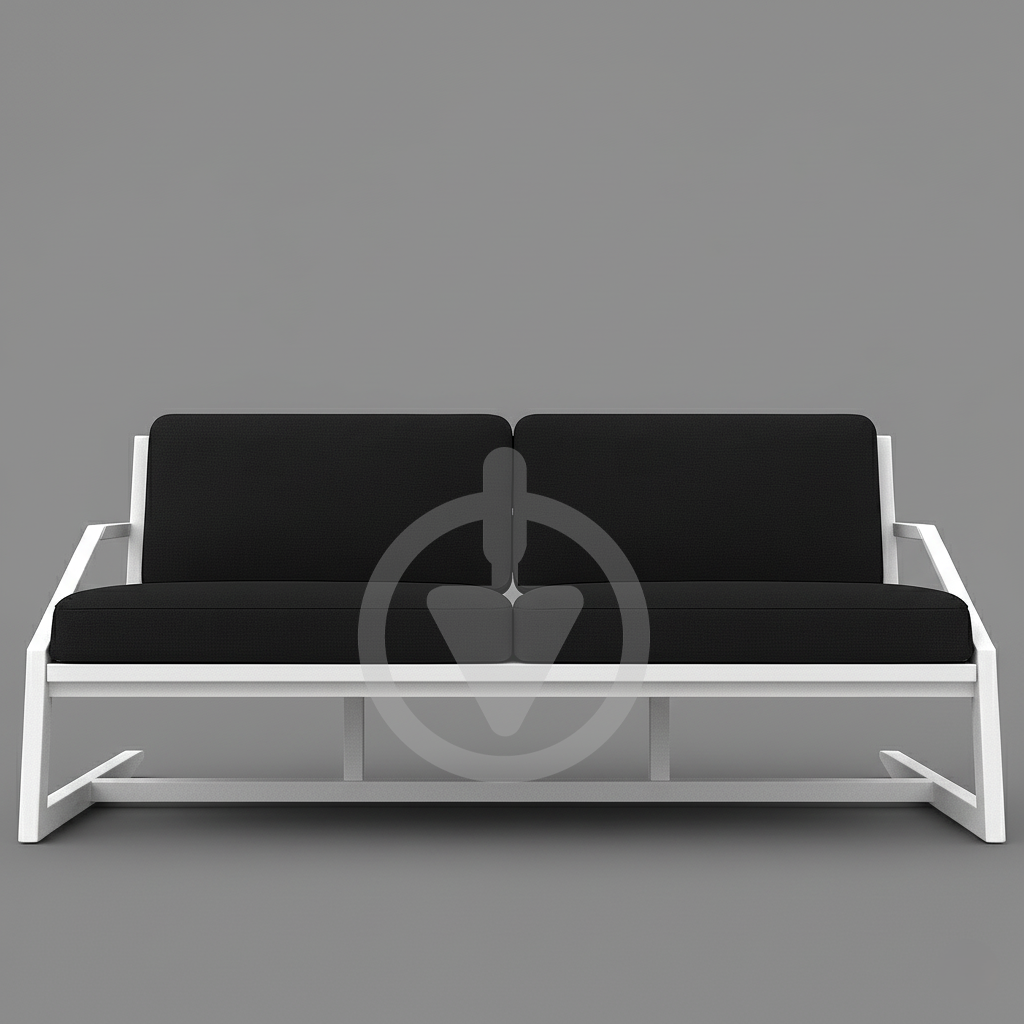 Диван металевий AVVS tech Атлас вуличний лофт рогожка з підлокотниками 126 см Чорний/Білий (30222771) - фото 2