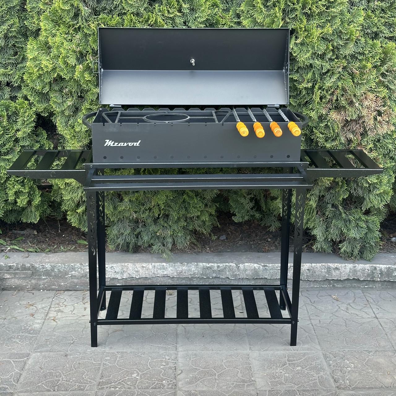 Мангал-барбекю Metalzavod Прометей на 12 шампурів 3 мм на дровниці 146,2х36,7х106,5 см (MBD12-3R-T) - фото 4 Мангал-барбекю Metalzavod Прометей на 12 шампурів 3 мм на дровниці 146,2х36,7х106,5 см (MBD12-3R-T) - фото 4