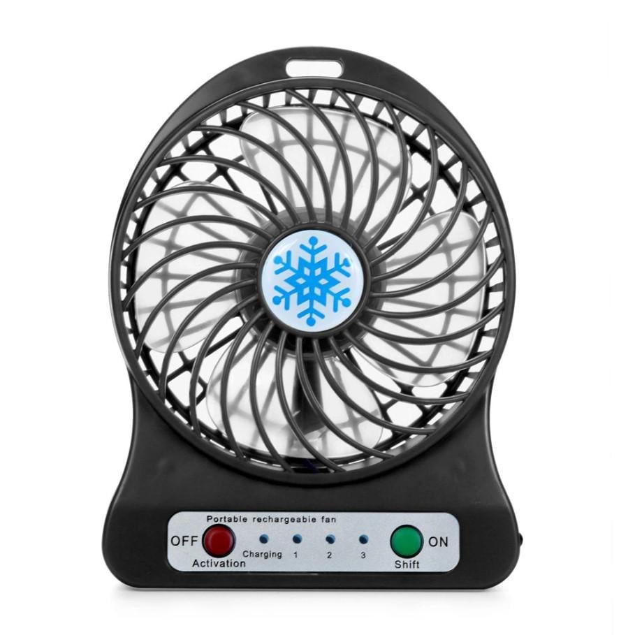 Вентилятор портативный Mini Fan с аккумулятором настольный Черный