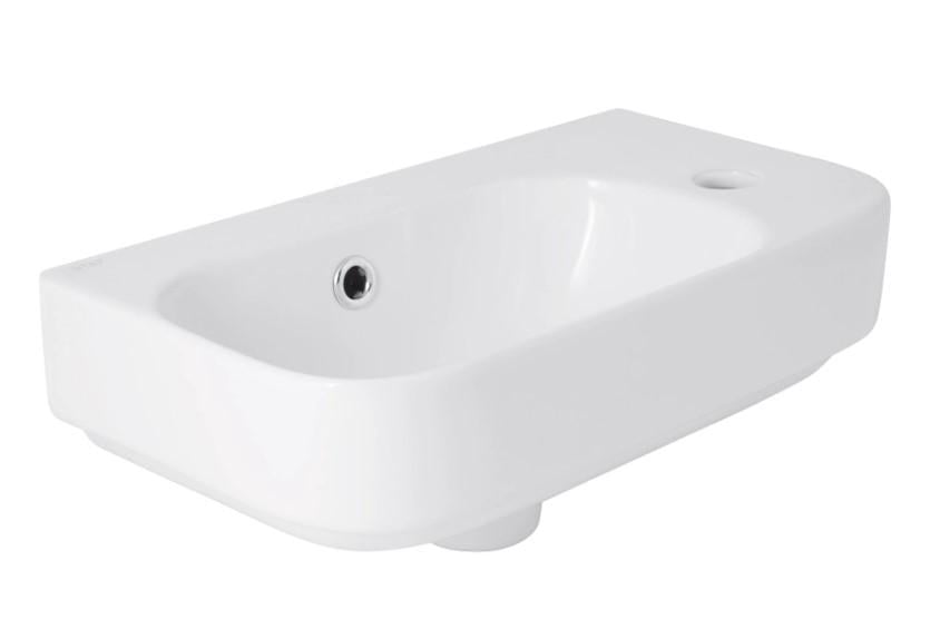 Раковина подвесная Qtap Tern 450х250х158 мм правая прямоугольная без донного клапана White (QT1711H02LW)