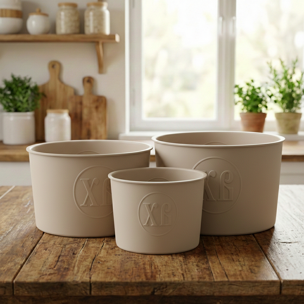 Набор форм для выпечки куличей TS Kitchen круглых силиконовых 3 шт. d 14.5/12/9,5 см Бежевый (HP-35-557BE)